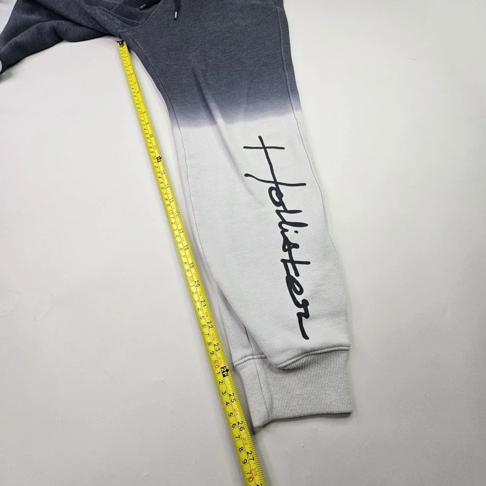 HOLLISTER Must-Have Collection Joggers M Gray White Ombre Dip Dye Logo Graphic